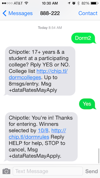 sms giveaway exle chipotle tatango sms marketing sms giveaway exle chipotle tatango sms marketing